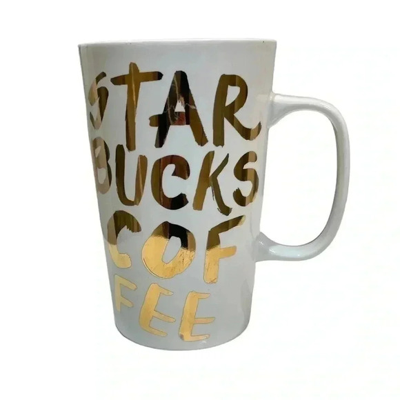 Starbucks 2015 White Gold Graffiti Lettering Ceramic Coffee Cup Mug 16 oz - Picture 5 of 7